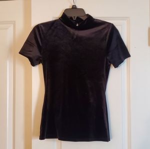 High neck black velvet top.